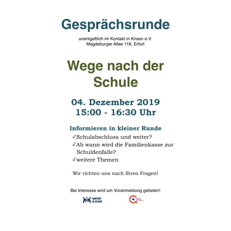 Gesprächsrunde - Wege nach der Schule