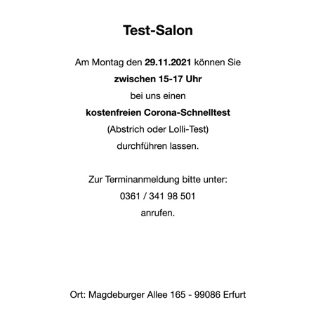 Corona-Schnelltest im SozialSalon am 29.11.2021